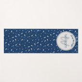 Shooistars Navy Blue Waterverf Monogram Yogamat (Voorkant (horizontaal))