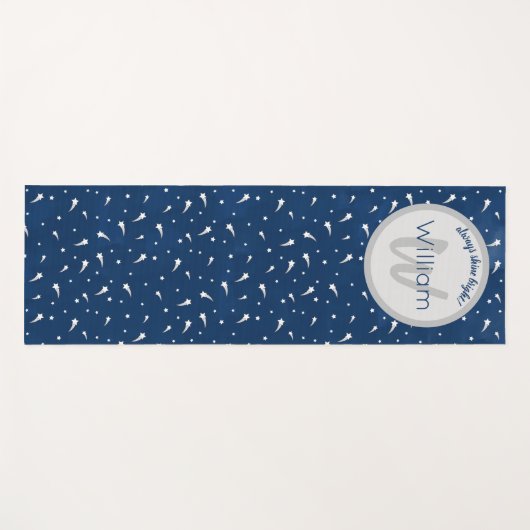 Shooistars Navy Blue Waterverf Monogram Yogamat (Voorkant (horizontaal))