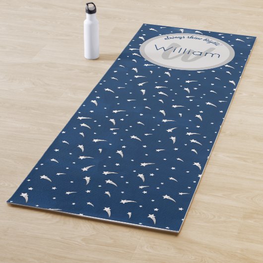 Shooistars Navy Blue Waterverf Monogram Yogamat (In situ)