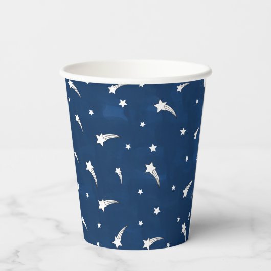 Shooistars Navy Blue Waterverf Papieren Bekers (Achterkant)