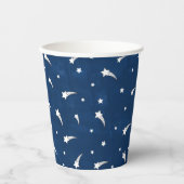 Shooistars Navy Blue Waterverf Papieren Bekers (Voorkant)