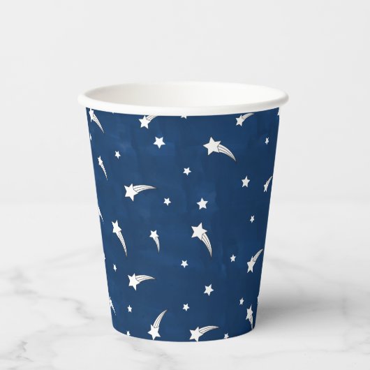 Shooistars Navy Blue Waterverf Papieren Bekers (Voorkant)