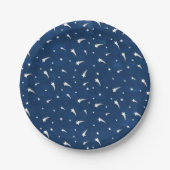 Shooistars Navy Blue Waterverf Papieren Bordje (Voorkant)
