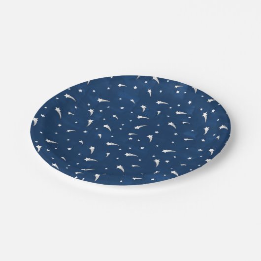 Shooistars Navy Blue Waterverf Papieren Bordje (Gekanteld)