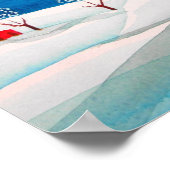 Shooister, folk naive art wintersneeuwscène poster (Hoek)