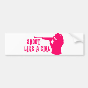 Shoot als een meisje roze bumpersticker
