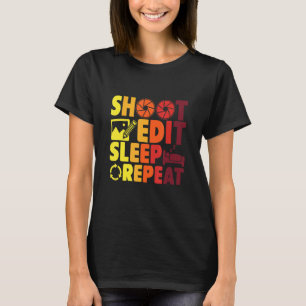 Shoot Bewerken Slaap Herhaal fotografie T-shirt