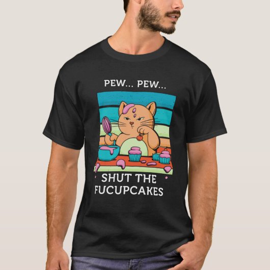 Shoot Cat bakt cupcakes sluit de fucupcakes T-shirt (Voorkant)