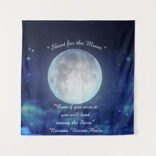 "Shoot for the Moon" citaat met Volle Maan Wandkleed