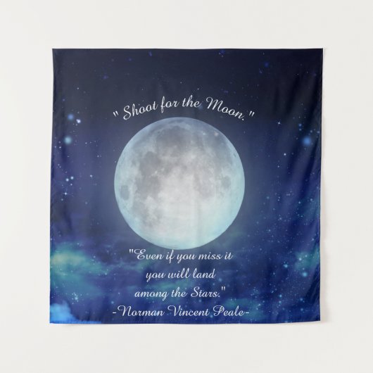 "Shoot for the Moon" citaat met Volle Maan Wandkleed (Voorkant)