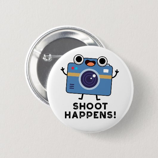 Shoot gebeurt Funny Camera Pun Ronde Button 5,7 Cm (Voorkant /achterkant)
