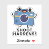 Shoot gebeurt Funny Camera Pun Sticker (Vel)