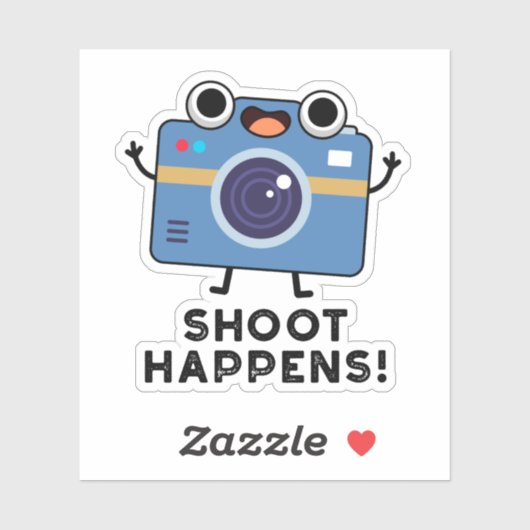 Shoot gebeurt Funny Camera Pun Sticker (Vel)