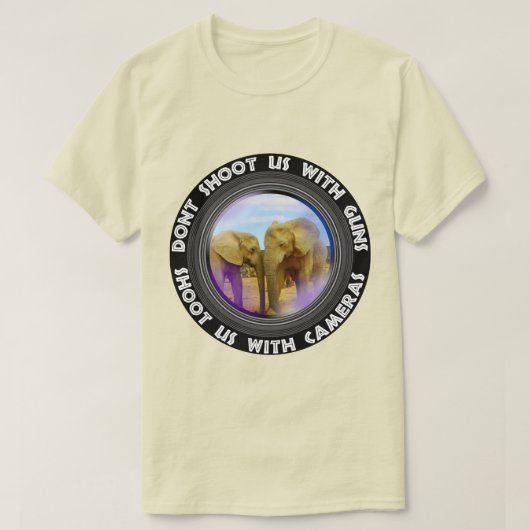 Shoot ons geen blauw-hemel-elephants t-shirt (Design voorkant)