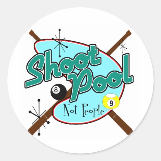 Shoot Pool, geen mensen! Ronde Sticker (Voorkant)