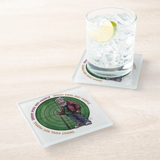 Shoot Pool niet mensen alstublieft Glazen Onderzetter (Schuin)