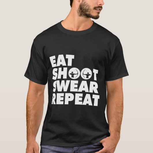 Shoot Repeat Swear Archery Bow Hunting Funny T-shirt (Voorkant)