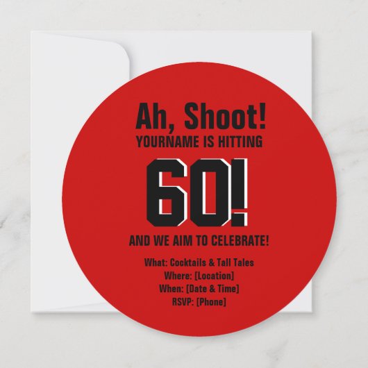 Shoot! Target Hunters 60th Birthday Invitation Kaart (Achterkant)