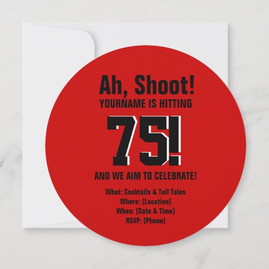 Shoot! Target Hunters 75th Birthday Invitation Kaart (Achterkant)