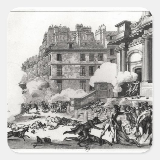 Shoot uit voor de St. Roch-kerk in Parijs Vierkante Sticker (Voorkant)