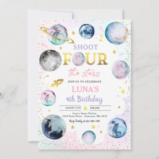 Shoot vier de sterren van de 4e verjaardag kaart (Voorkant)