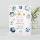 Shoot vier de sterren van de 4e verjaardag kaart (Staand voorkant)