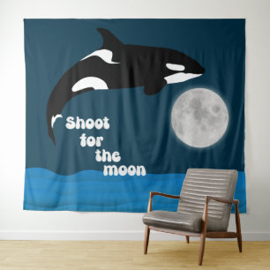 Shoot voor de maan orka killer walvis wandtapijt wandkleed