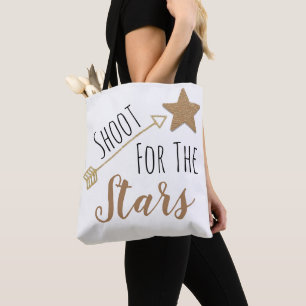 Shoot voor sterren boekenliefhebbers tote bag