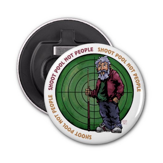 Shoot zwembad Niet mensen Button Flesopener (Voorkant)