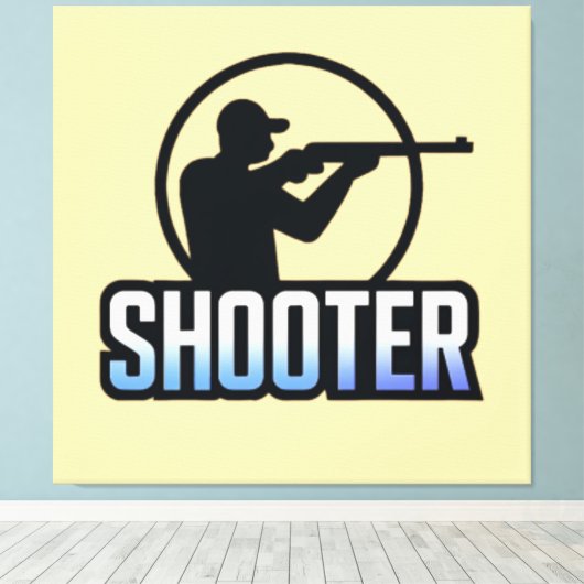 Shooter – Marksman Silhouette Premium Design Canvas Afdruk (Insitu (Houten vloer))