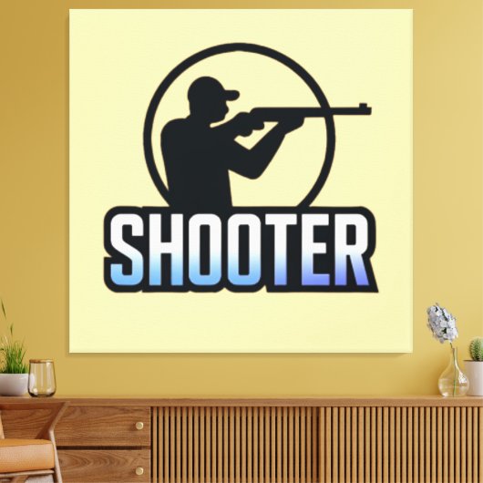 Shooter – Marksman Silhouette Premium Design Canvas Afdruk (Insitu (Woonkamer))