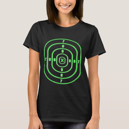 Shooting Range Target Practice Sheet Green Bullsey T-shirt (Voorkant)