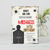 Shooting Range verjaardagsfeest uitnodiging (Staand voorkant)
