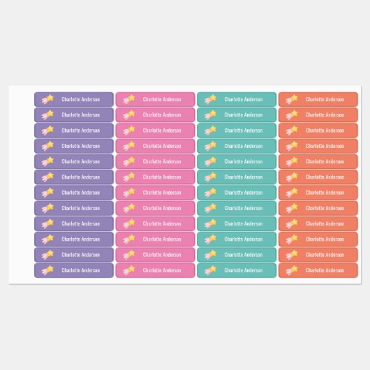 Shooting Star Aangepaste Kleding Naam Labels (Vel)