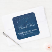 Shooting Star Blue Waterverf Bruiloft Vierkante Sticker (Envelop)