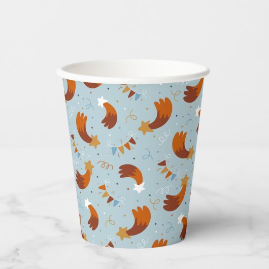 Shooting Star & Confetti Celebration Blauw Papieren Bekers (Voorkant)