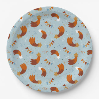 Shooting Star & Confetti Celebration Lichtblauw Papieren Bordje