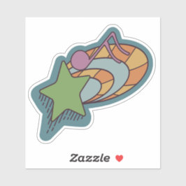 Shooting Star Doodles voor muziekliefhebbers Sticker