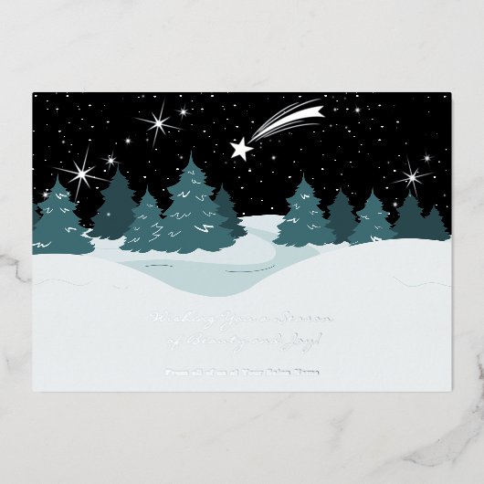 Shooting Star & Forest Folie Kerstvakantie Kaart (Voorkant)