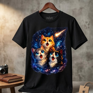 Shooting Star Kittens Heren Zwarte T-Shirt 