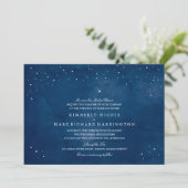 Shooting Star Navy Blue Waterverf Bruiloft Kaart (Staand voorkant)