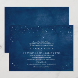 Shooting Star Navy Blue Waterverf Bruiloft Kaart