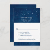 Shooting Star Navy Blue Waterverf Bruiloft | RSVP (Voorkant / Achterkant)