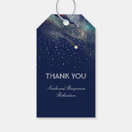 Shooting Star Navy en Gold Night Bruiloft Cadeaulabel