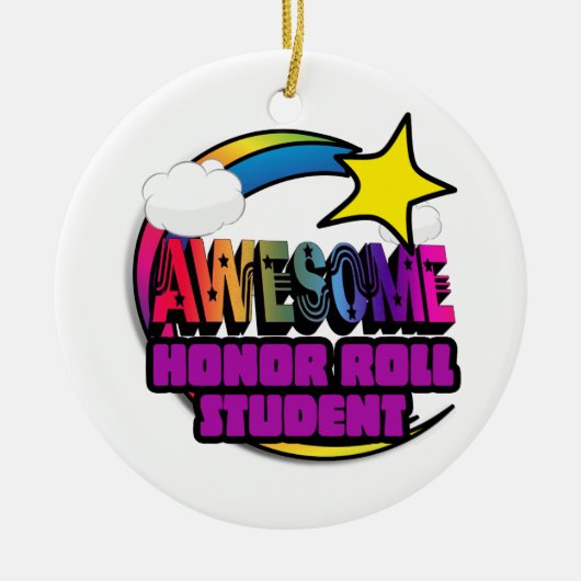 Shooting Star Rainbow Geweldige Honor Roll Student Keramisch Ornament (Voorkant)