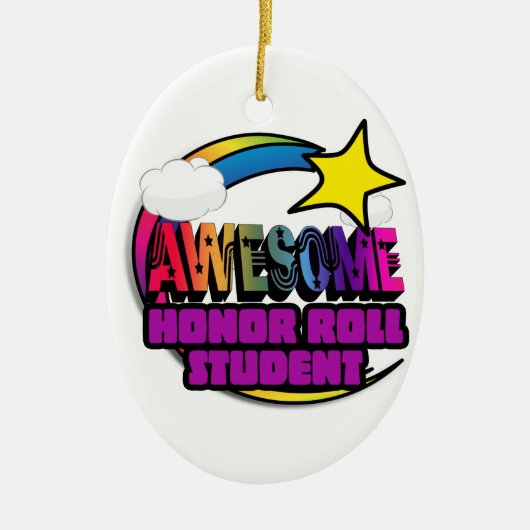 Shooting Star Rainbow Geweldige Honor Roll Student Keramisch Ornament (Voorkant)