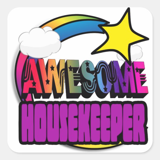 Shooting Star Regenboog Awesome Huishoudster Vierkante Sticker (Voorkant)