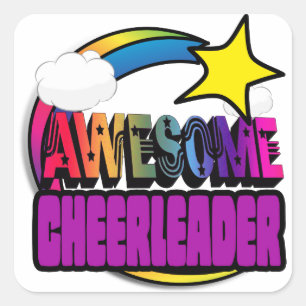 Shooting Star Regenboog Geweldige Cheerleader Vierkante Sticker
