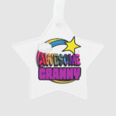 Shooting Star Regenboog Geweldige Oma Ornament (achterkant)