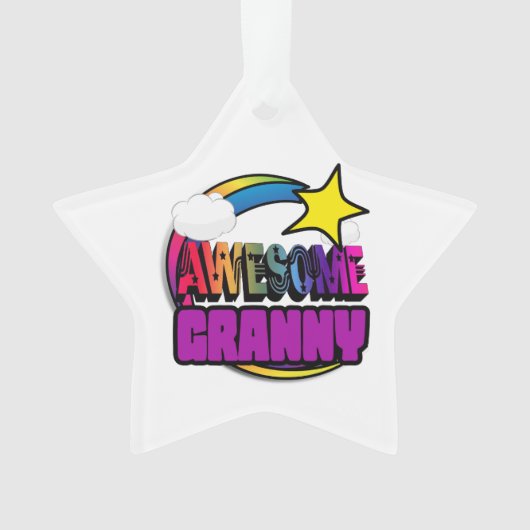 Shooting Star Regenboog Geweldige Oma Ornament (voorkant)